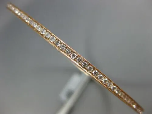 1.44CT DIAMOND 18K ROSE GOLD 3D ROUND FILIGREE MILGRAIN ETERNITY BANGLE BRACELET
