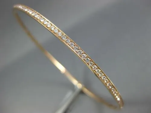 1.44CT DIAMOND 18K ROSE GOLD 3D ROUND FILIGREE MILGRAIN ETERNITY BANGLE BRACELET