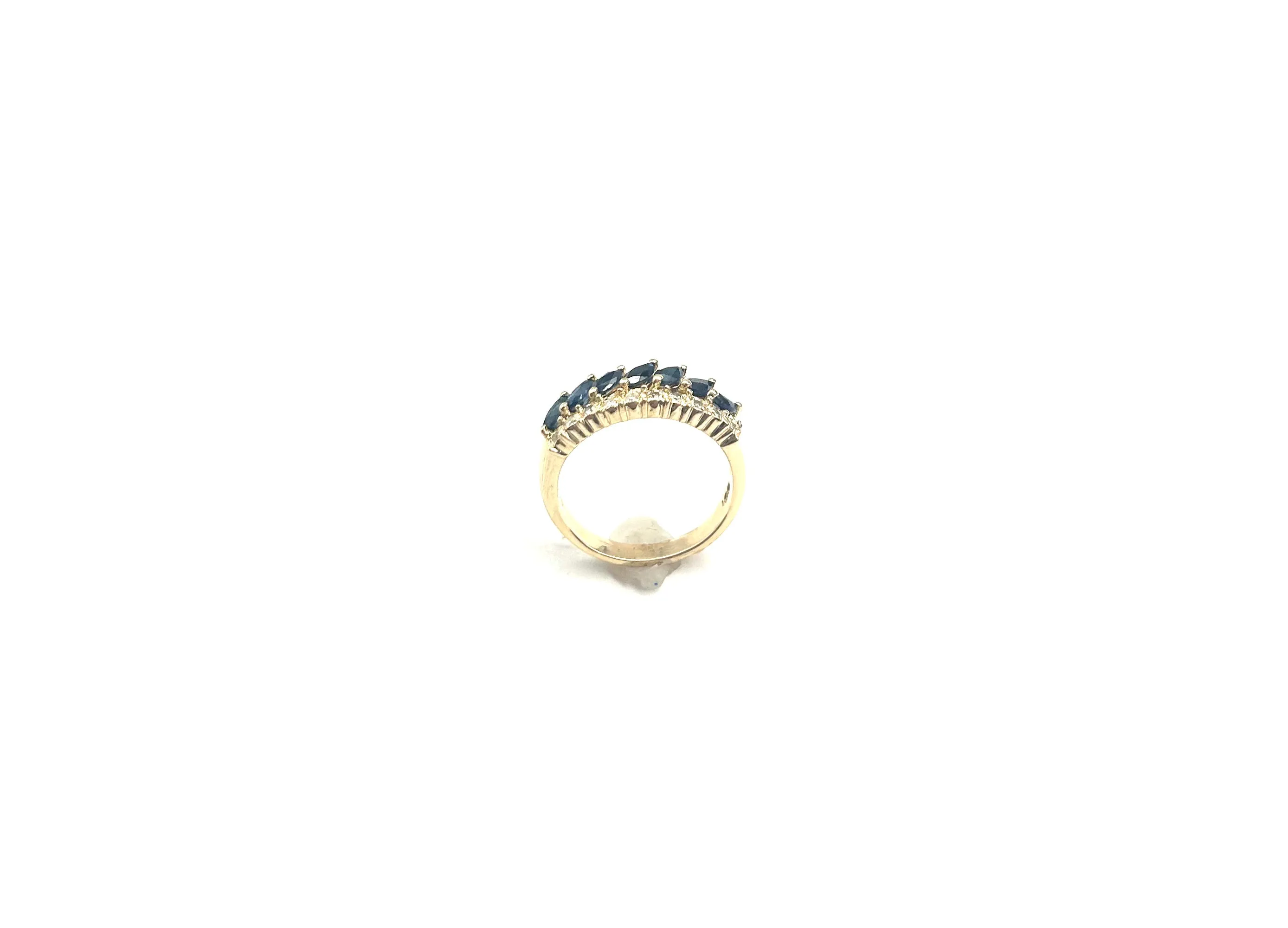 14K gold 1/4 CTW Diamonds and Sapphire Marquise Band