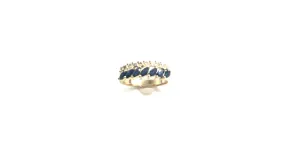 14K gold 1/4 CTW Diamonds and Sapphire Marquise Band