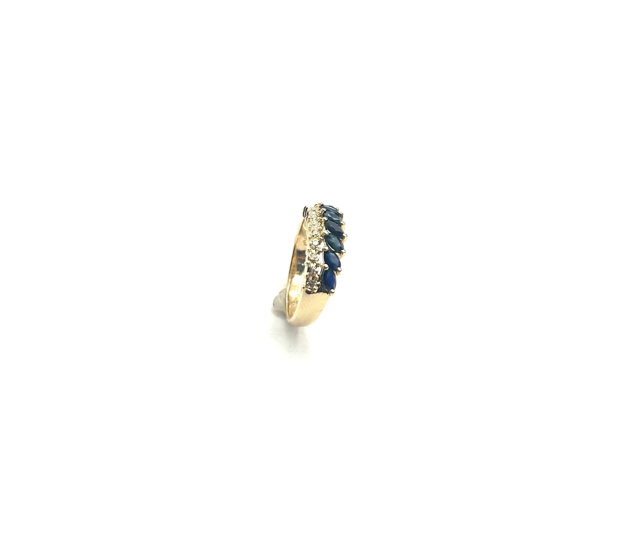 14K gold 1/4 CTW Diamonds and Sapphire Marquise Band