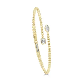 14K Gold Marquise & Emerald Cut Diamond Bangle - 0.52ct
