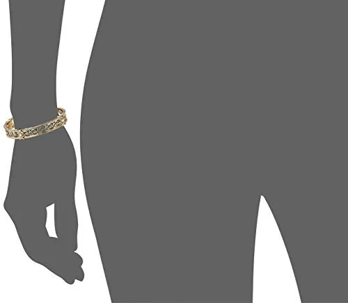 1928 Jewelry "Golden Glitz" Gold-Tone Crystal Filigree Stretch Bracelet, 7"