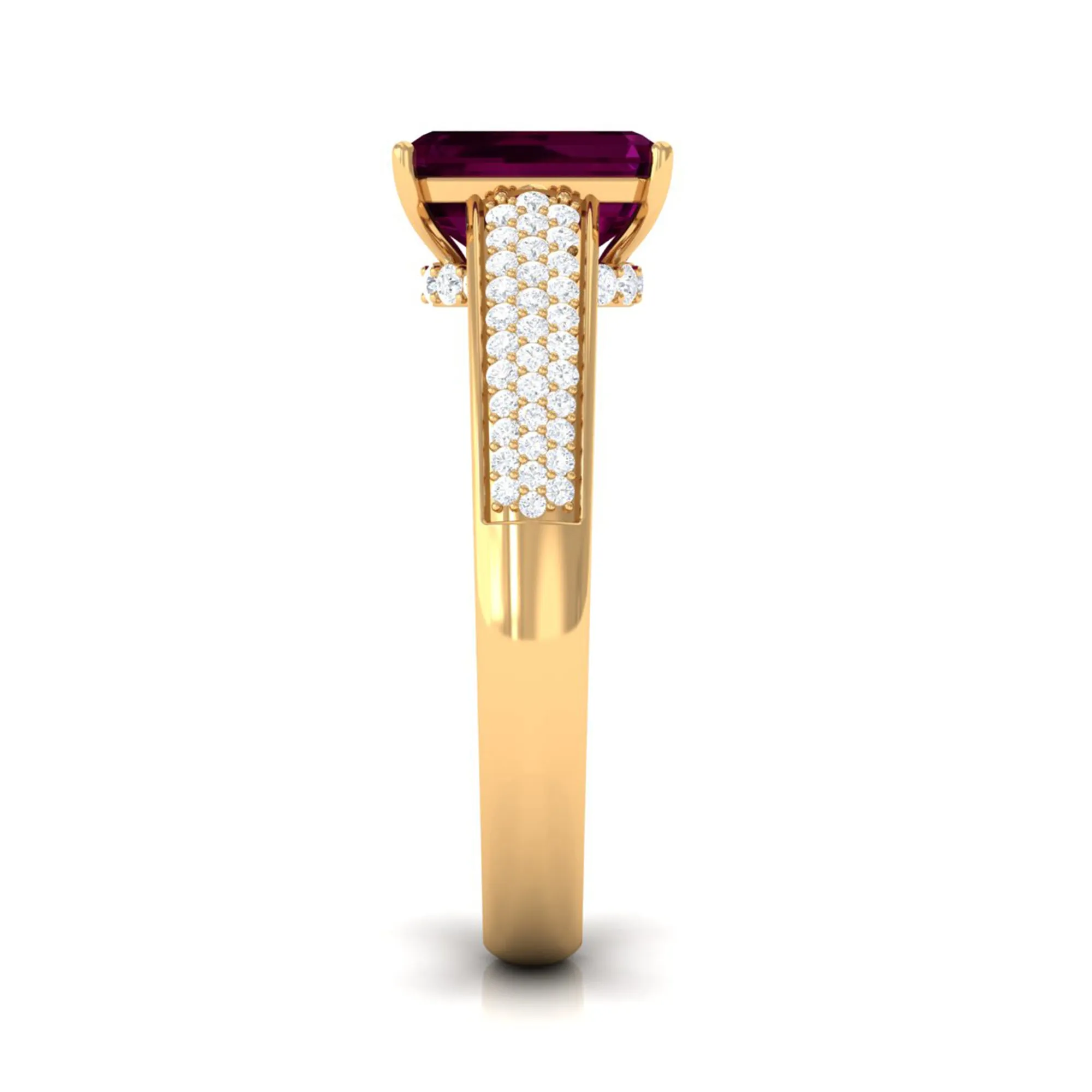 2.75 CT Solitaire Rhodolite and Diamond Ring with Hidden Halo