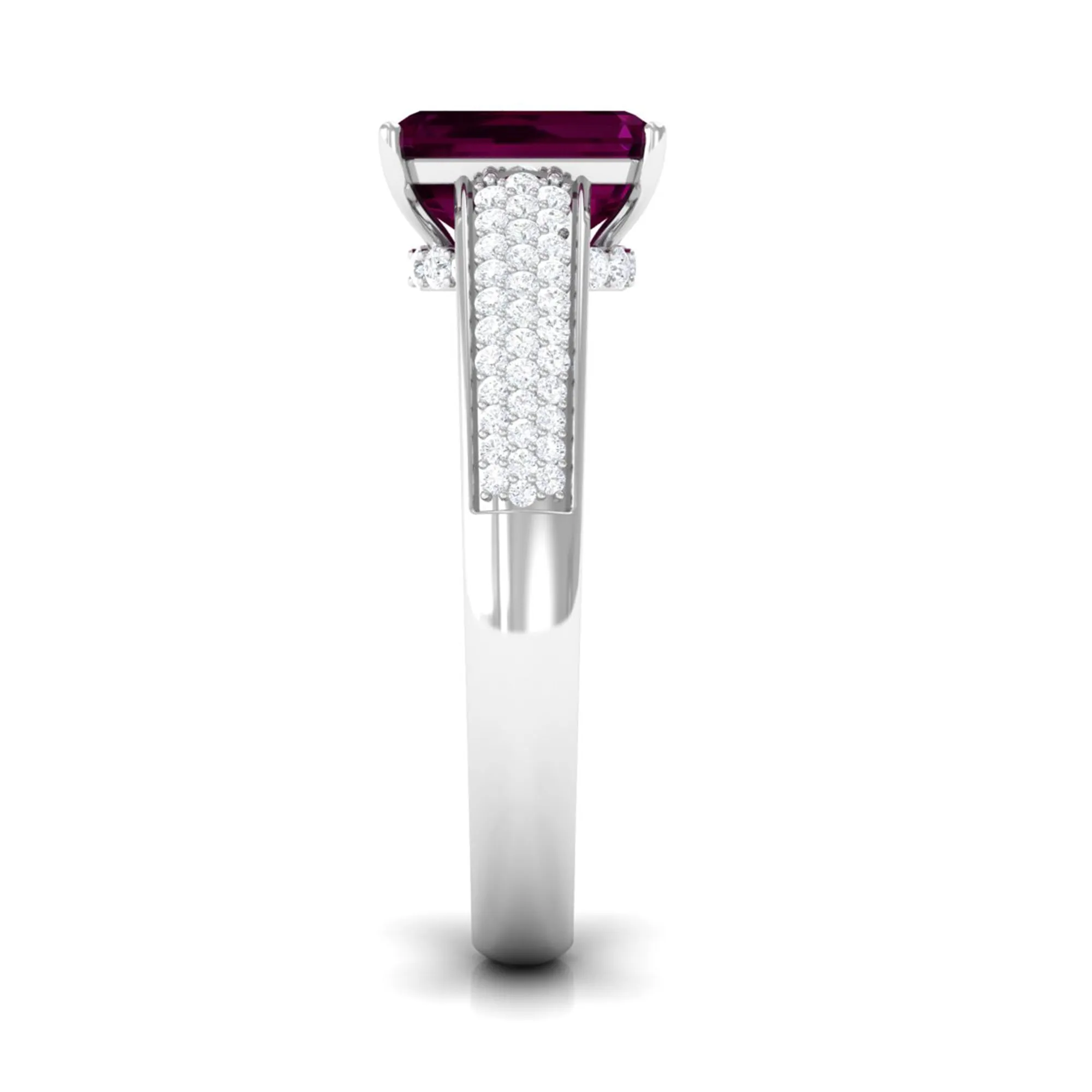 2.75 CT Solitaire Rhodolite and Diamond Ring with Hidden Halo