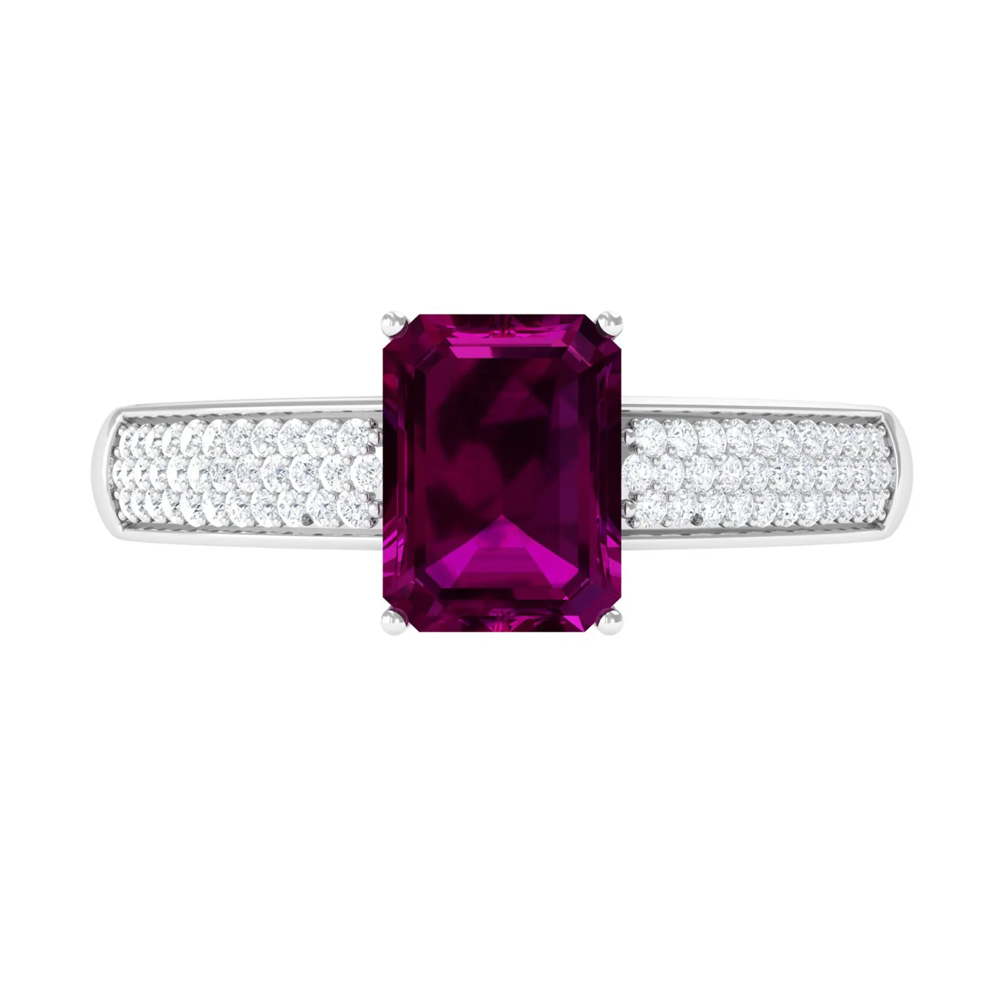 2.75 CT Solitaire Rhodolite and Diamond Ring with Hidden Halo