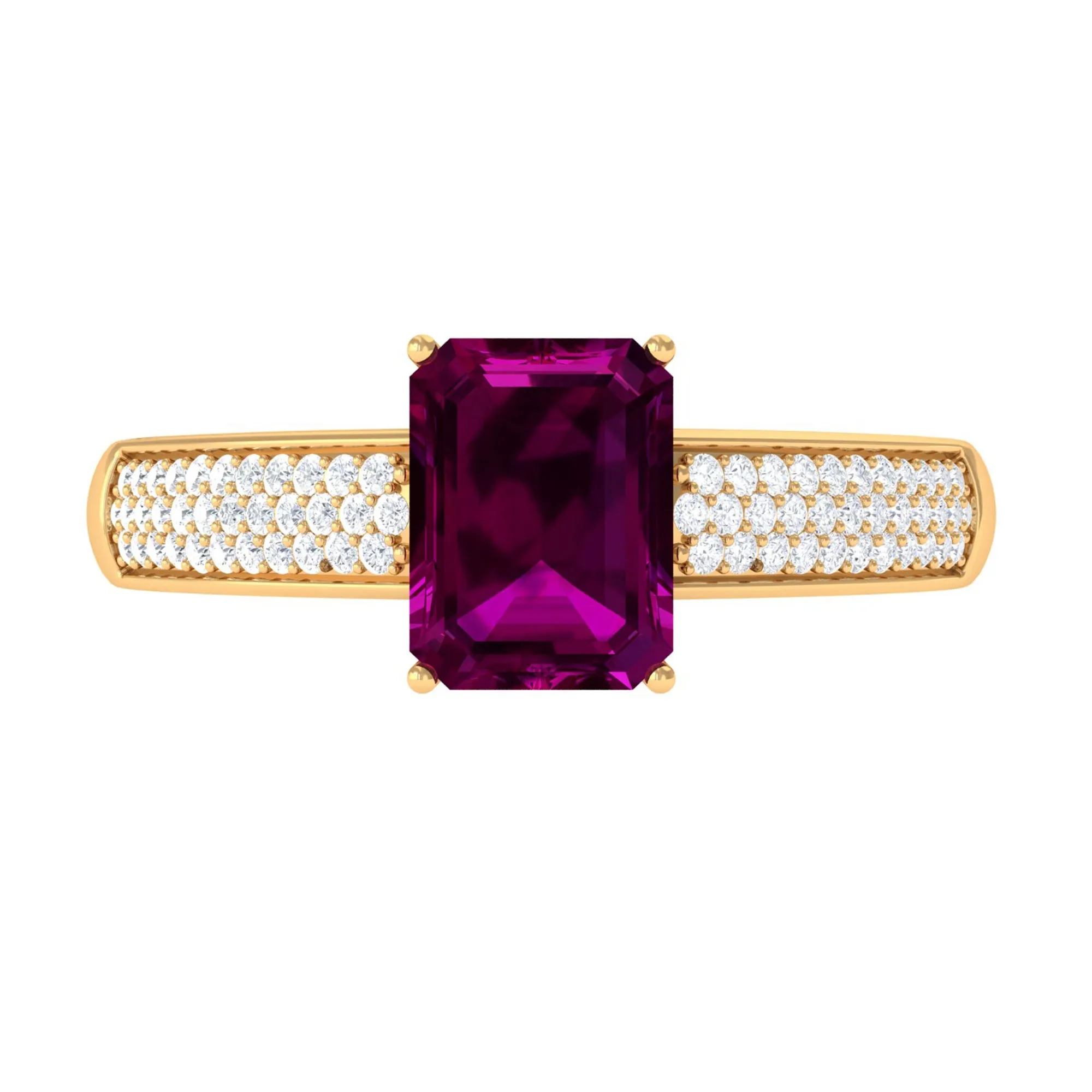 2.75 CT Solitaire Rhodolite and Diamond Ring with Hidden Halo