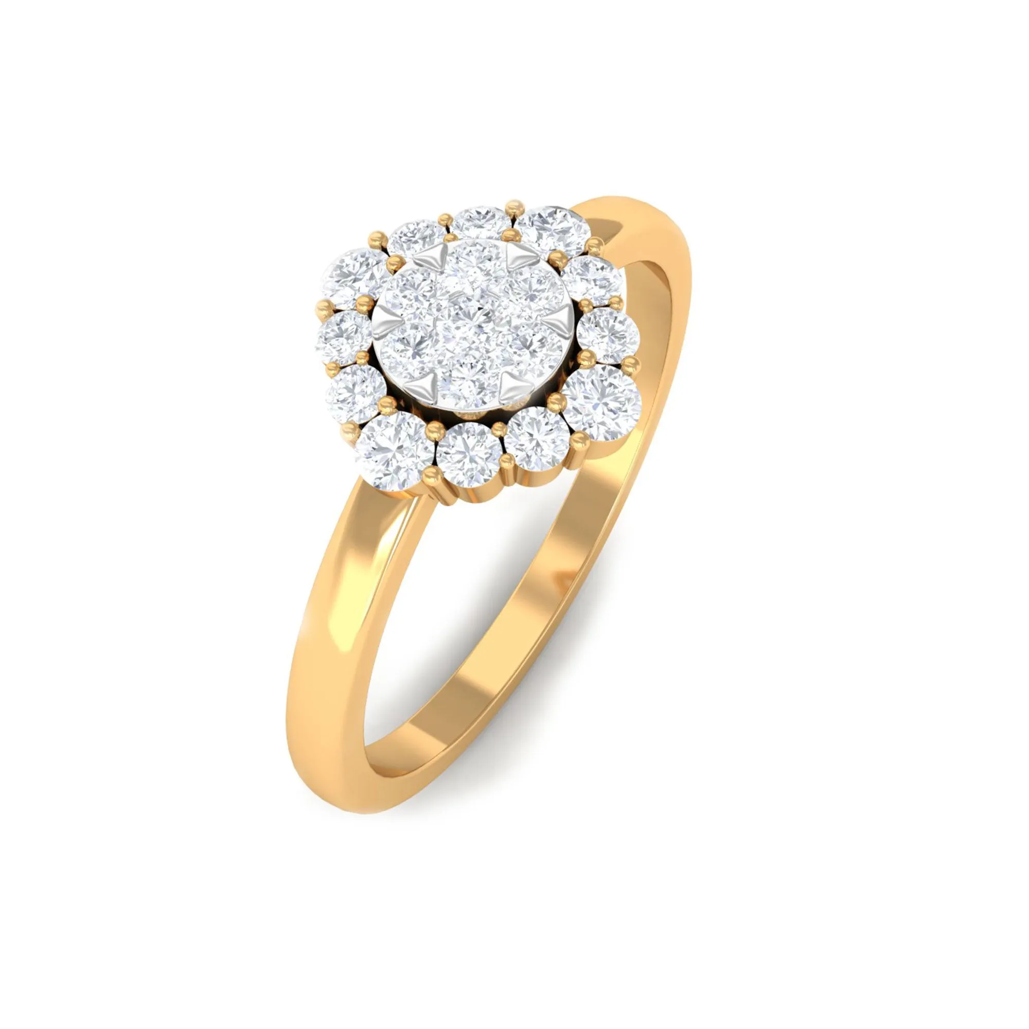 3/4 CT Classic Diamond Floral Halo Engagement Ring