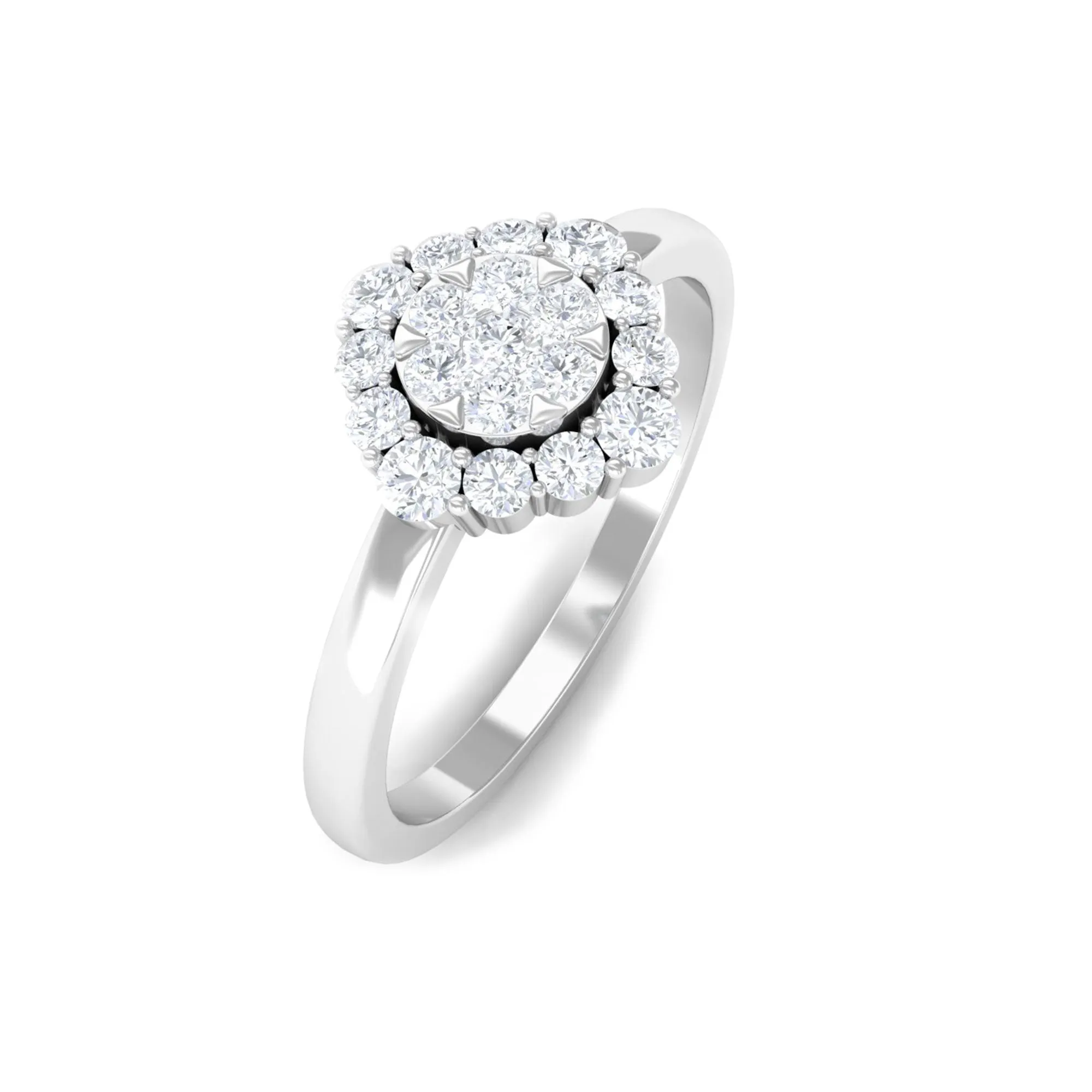 3/4 CT Classic Diamond Floral Halo Engagement Ring