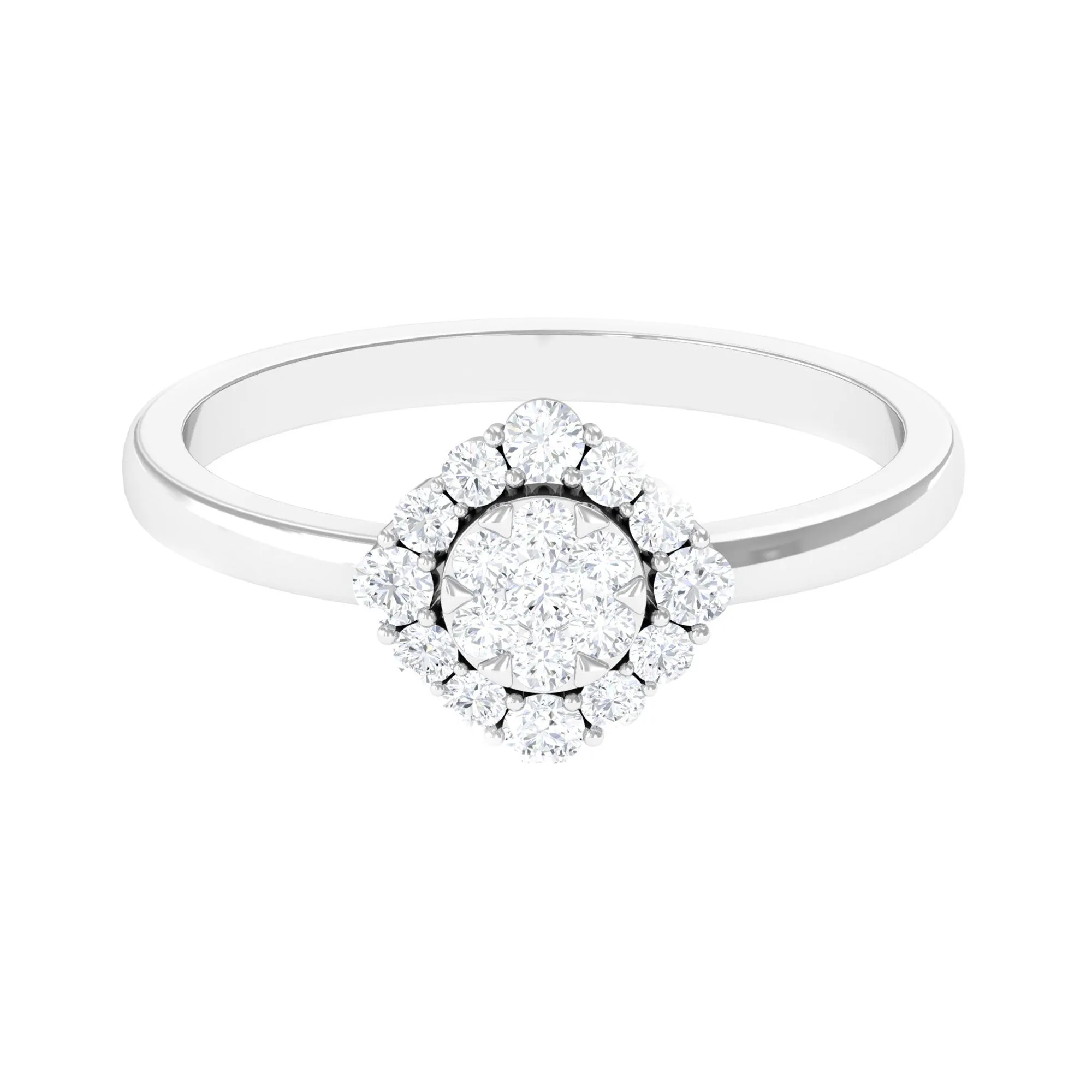3/4 CT Classic Diamond Floral Halo Engagement Ring
