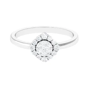 3/4 CT Classic Diamond Floral Halo Engagement Ring