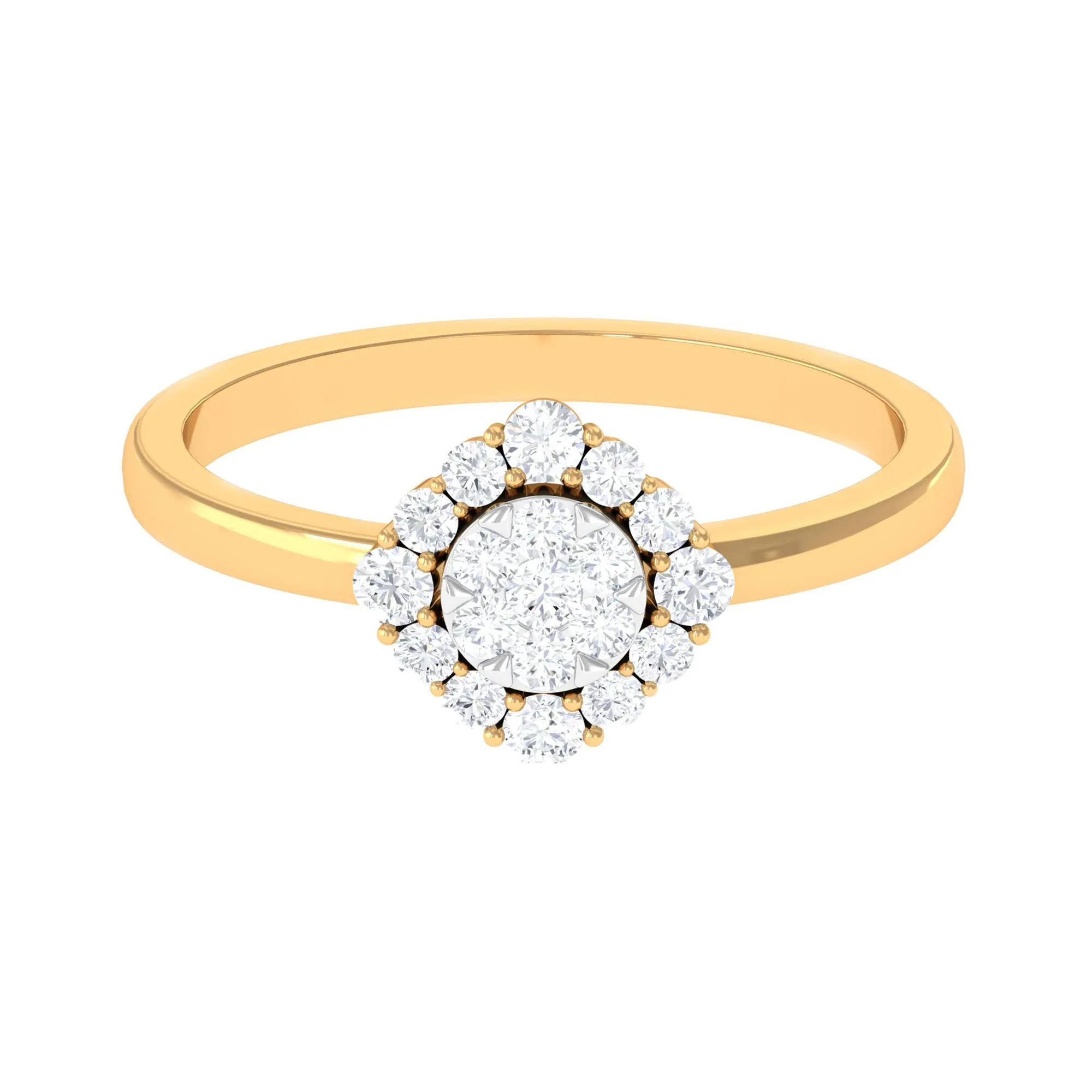 3/4 CT Classic Diamond Floral Halo Engagement Ring