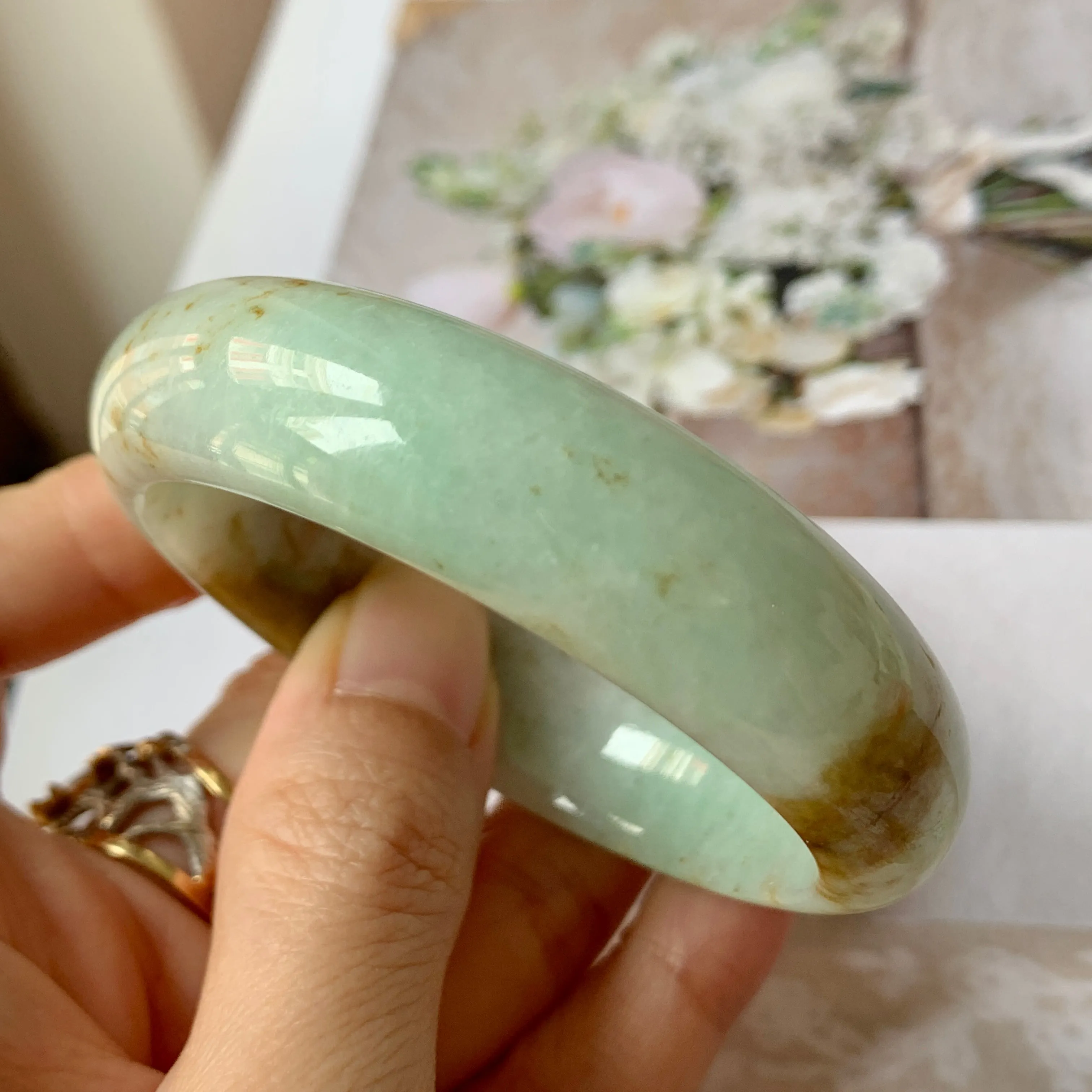 51.3mm A-Grade Natural Jadeite Modern Round Bangle No.151675