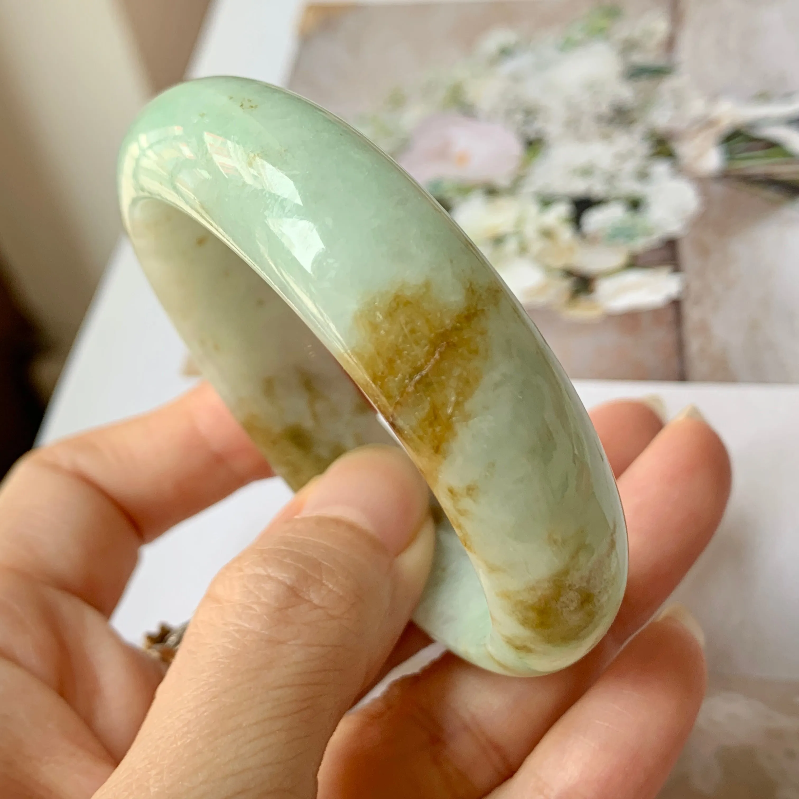 51.3mm A-Grade Natural Jadeite Modern Round Bangle No.151675