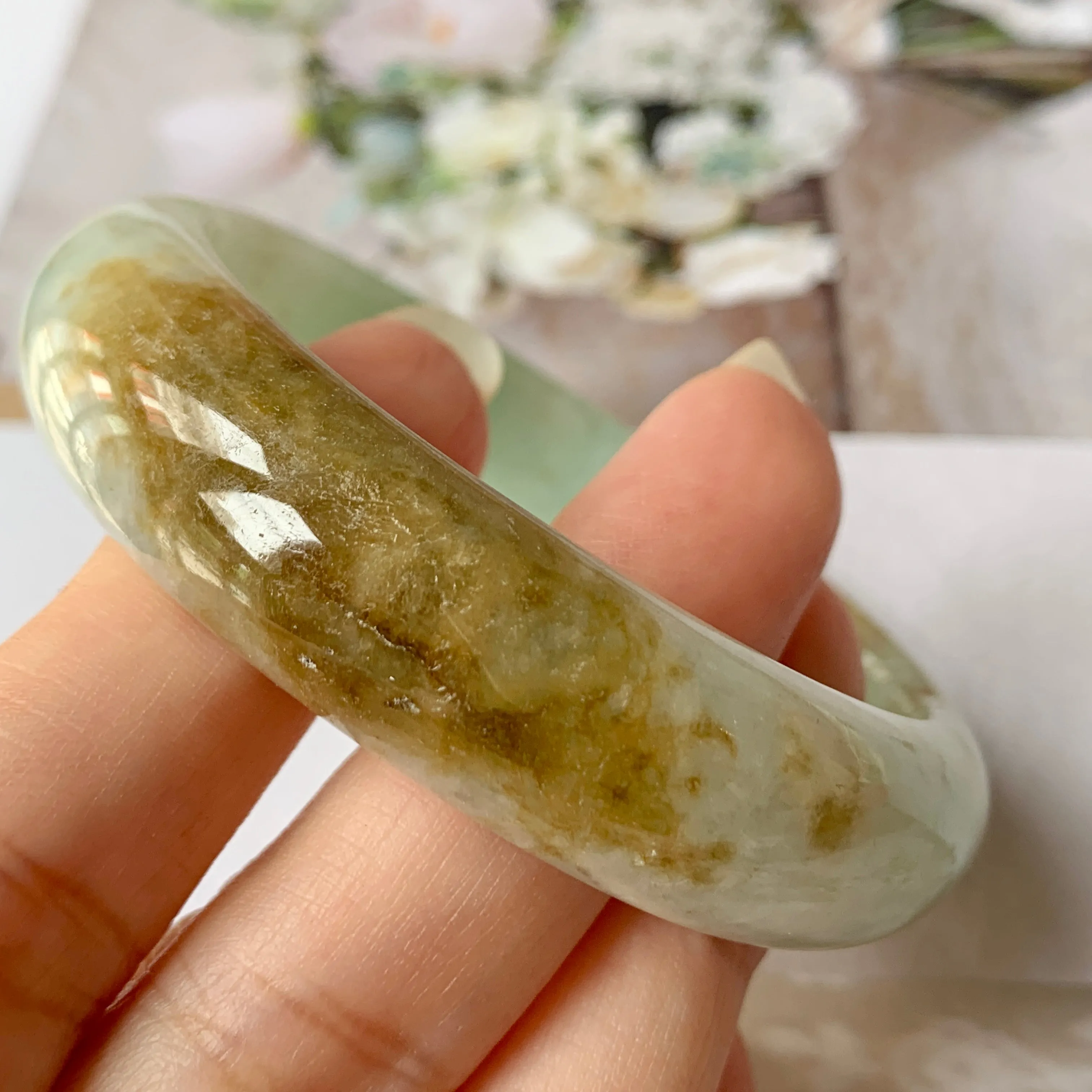 51.3mm A-Grade Natural Jadeite Modern Round Bangle No.151675