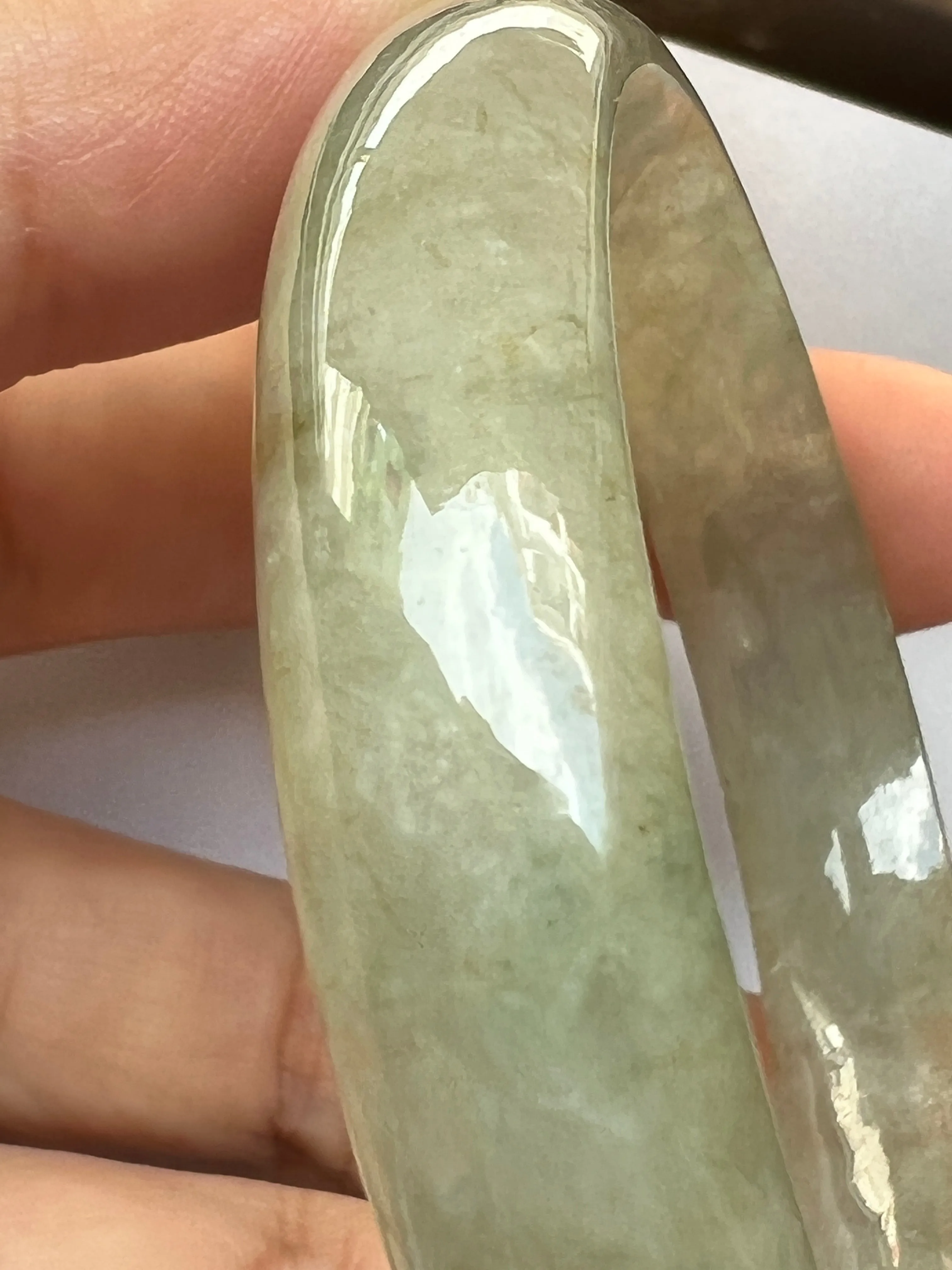58mm A-Grade Natural Jadeite Modern Oval Bangle No.151008