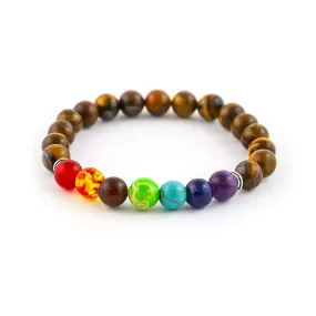 7 Chakra Beads Tiger Eye Rock Single Bracelet