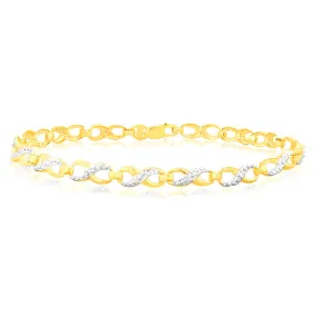 9ct Alluring Yellow Gold Diamond Fancy Bracelet