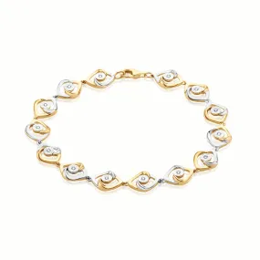 9ct Two Tone Gold with 0.12 CARAT tw of Diamonds Bracelet