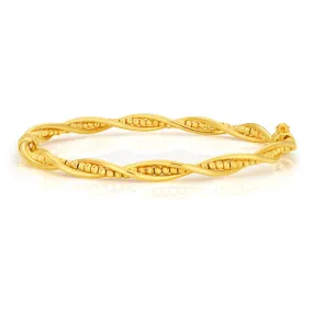 9ct Yellow Gold Fancy Twist Bead Bangle 9y