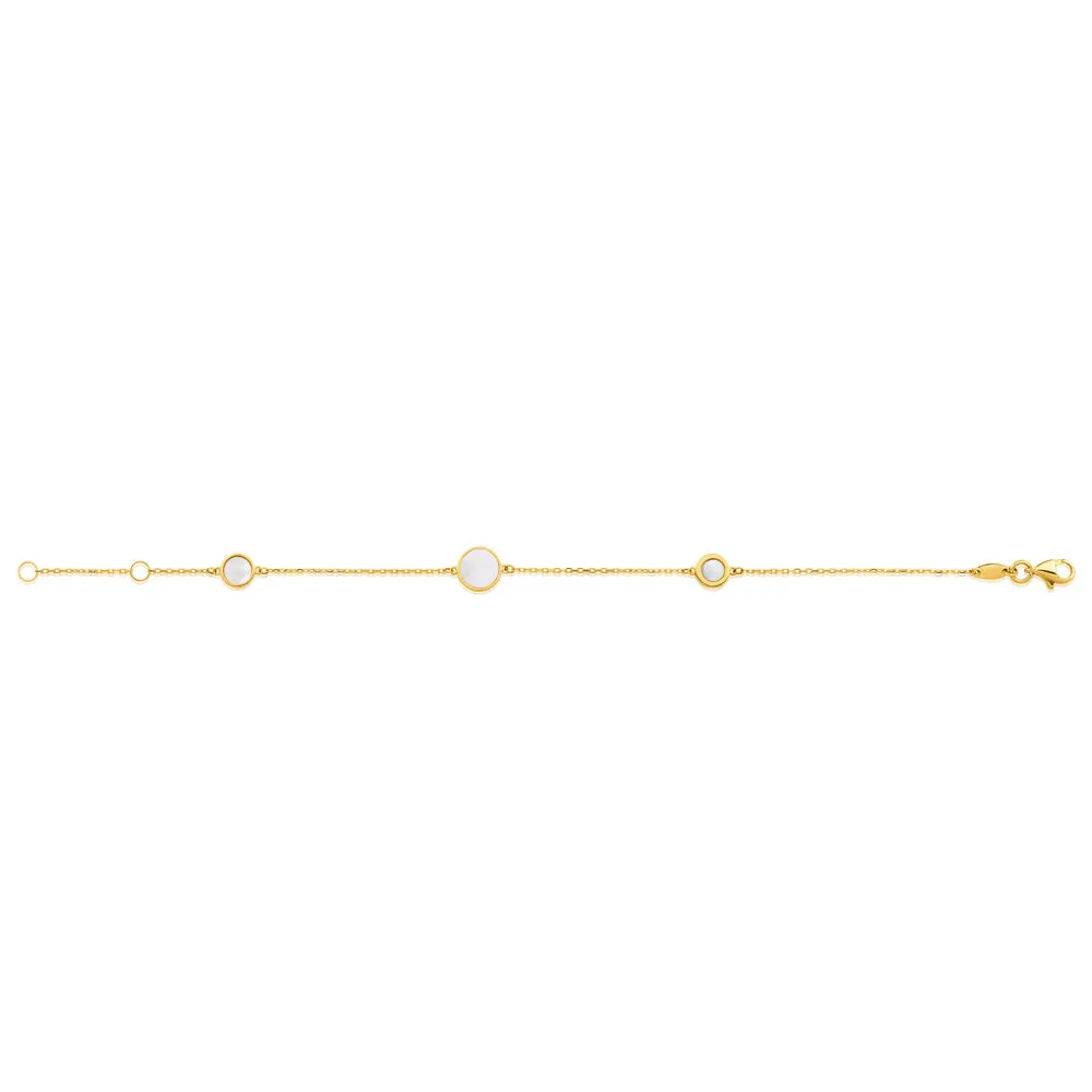 9ct Yellow Gold Mother of Pearl Fancy 19cm Bracelet