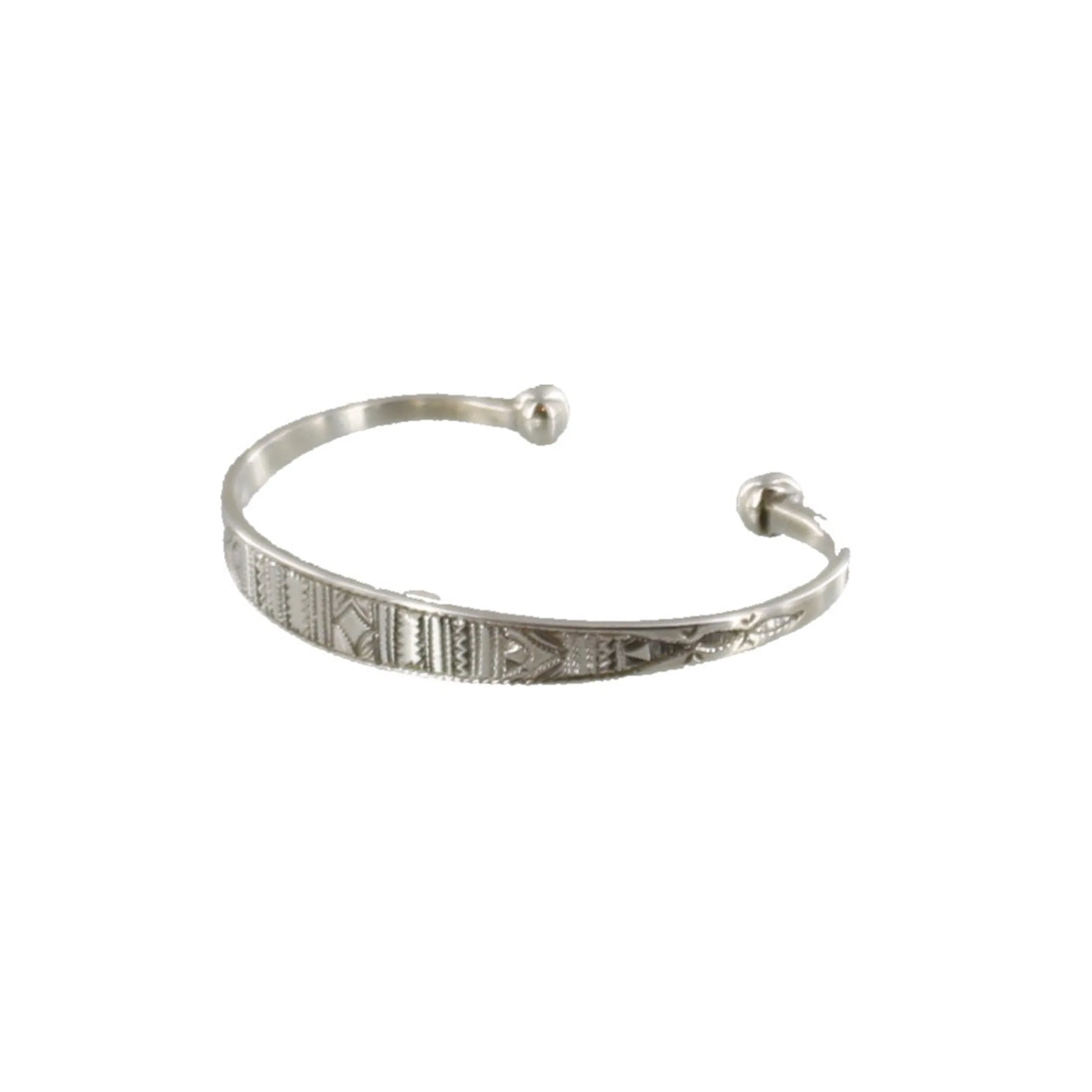 AFRA||Silver Bangle Bracelet, Finely Detailed Etching