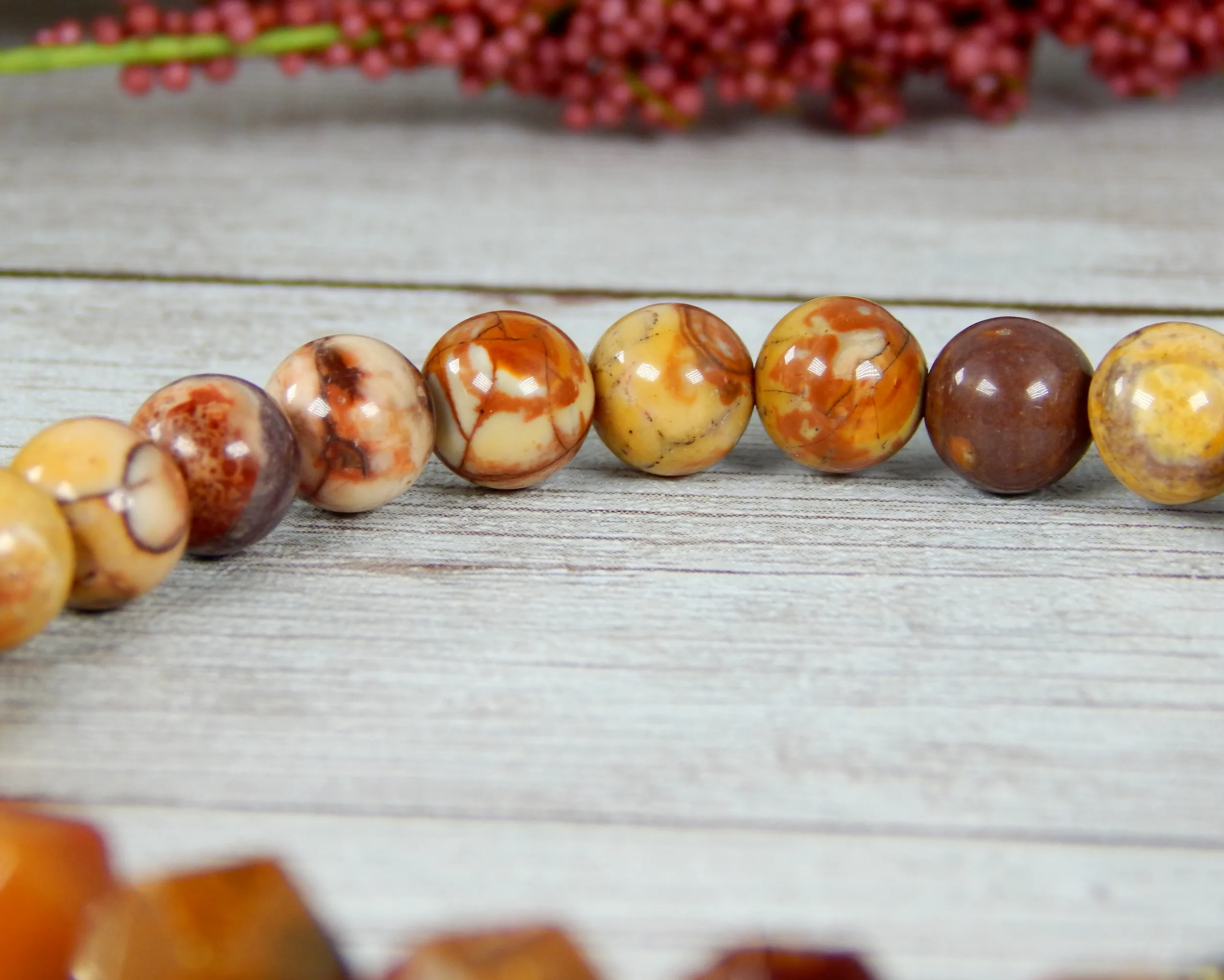 Agate Jewelry for Women - Orange Red Earthy Bracelet - Nature Jewelry