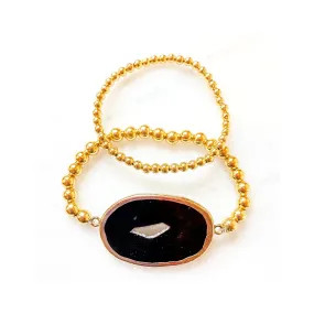 Agate Slice Beaded Bracelet Set