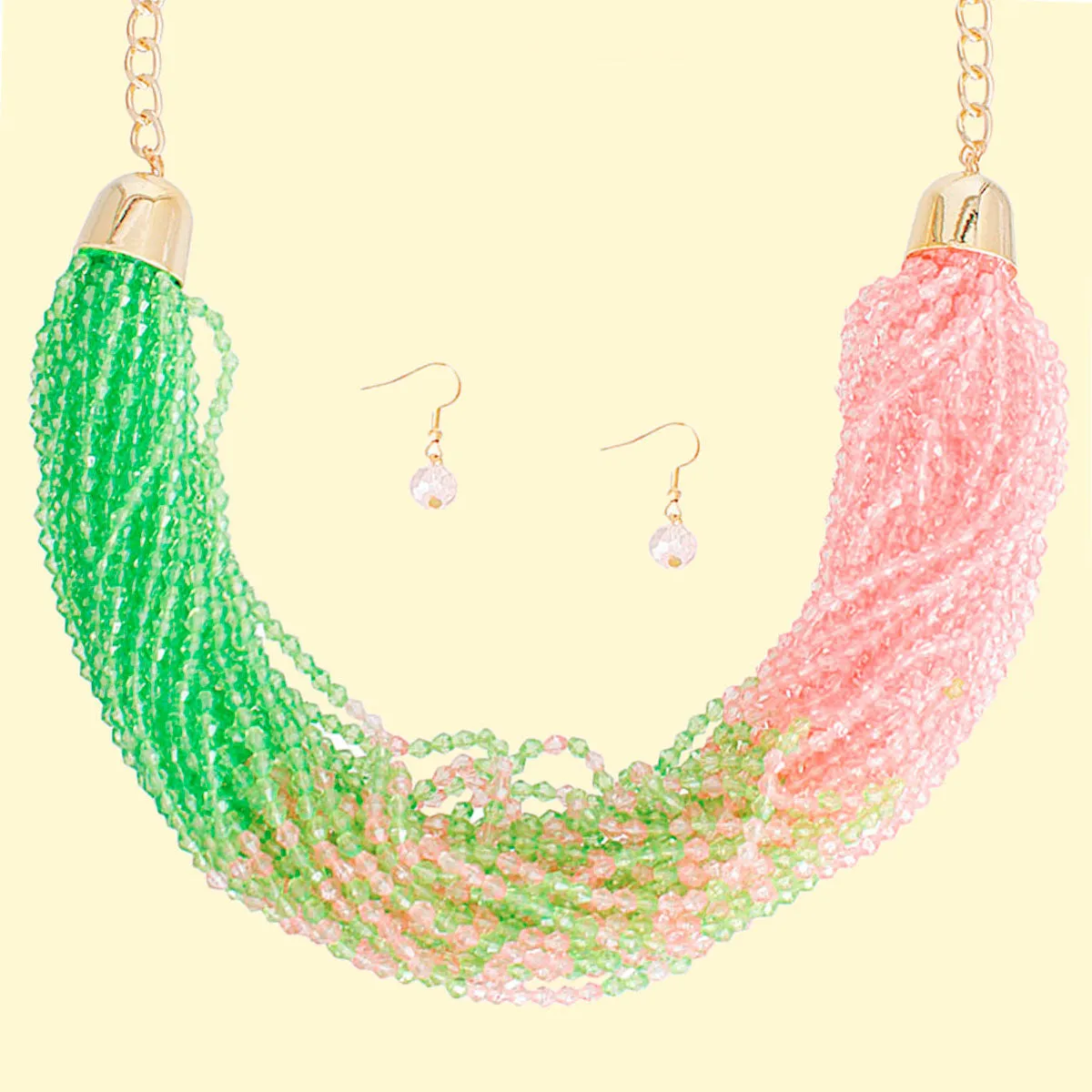 Alpha Kappa Alpha Inspired Necklace Pink and Green 34 Strand Set for Women