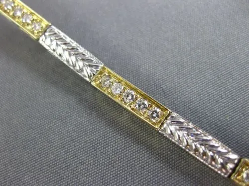 ANTIQUE 1.15CT DIAMOND 14KT WHITE & YELLOW GOLD 3D FILIGREE FUN BRACELET #22381