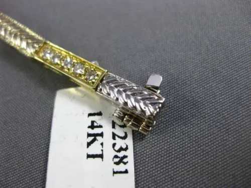 ANTIQUE 1.15CT DIAMOND 14KT WHITE & YELLOW GOLD 3D FILIGREE FUN BRACELET #22381