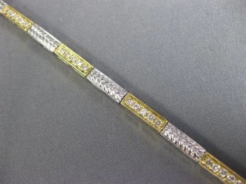 ANTIQUE 1.15CT DIAMOND 14KT WHITE & YELLOW GOLD 3D FILIGREE FUN BRACELET #22381