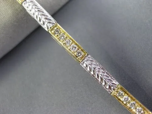 ANTIQUE 1.15CT DIAMOND 14KT WHITE & YELLOW GOLD 3D FILIGREE FUN BRACELET #22381