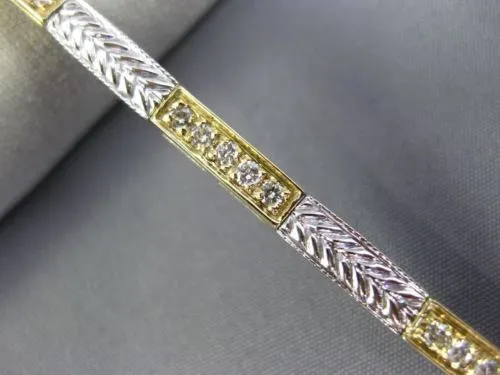 ANTIQUE 1.15CT DIAMOND 14KT WHITE & YELLOW GOLD 3D FILIGREE FUN BRACELET #22381