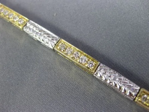 ANTIQUE 1.15CT DIAMOND 14KT WHITE & YELLOW GOLD 3D FILIGREE FUN BRACELET #22381