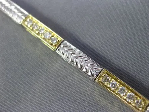 ANTIQUE 1.15CT DIAMOND 14KT WHITE & YELLOW GOLD 3D FILIGREE FUN BRACELET #22381