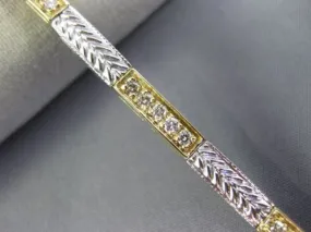 ANTIQUE 1.15CT DIAMOND 14KT WHITE & YELLOW GOLD 3D FILIGREE FUN BRACELET #22381