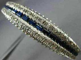 ANTIQUE 2.70CT ROSE CUT DIAMOND & SAPPHIRE 18KT 2 TONE GOLD BANGLE BRACELET 2985