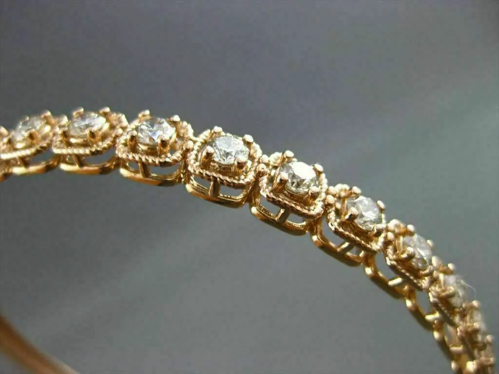 ANTIQUE WIDE 1.85CT DIAMOND 18KT ROSE GOLD CLASSIC FILIGREE BANGLE BRACELET F/G