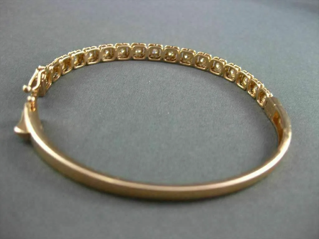 ANTIQUE WIDE 1.85CT DIAMOND 18KT ROSE GOLD CLASSIC FILIGREE BANGLE BRACELET F/G