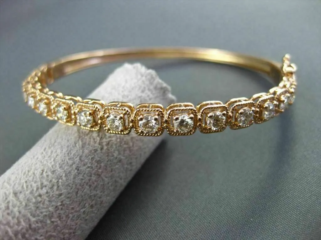 ANTIQUE WIDE 1.85CT DIAMOND 18KT ROSE GOLD CLASSIC FILIGREE BANGLE BRACELET F/G