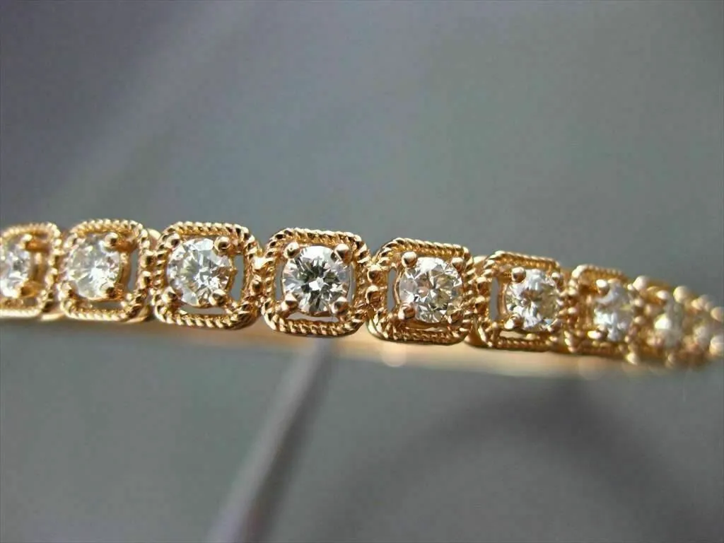 ANTIQUE WIDE 1.85CT DIAMOND 18KT ROSE GOLD CLASSIC FILIGREE BANGLE BRACELET F/G