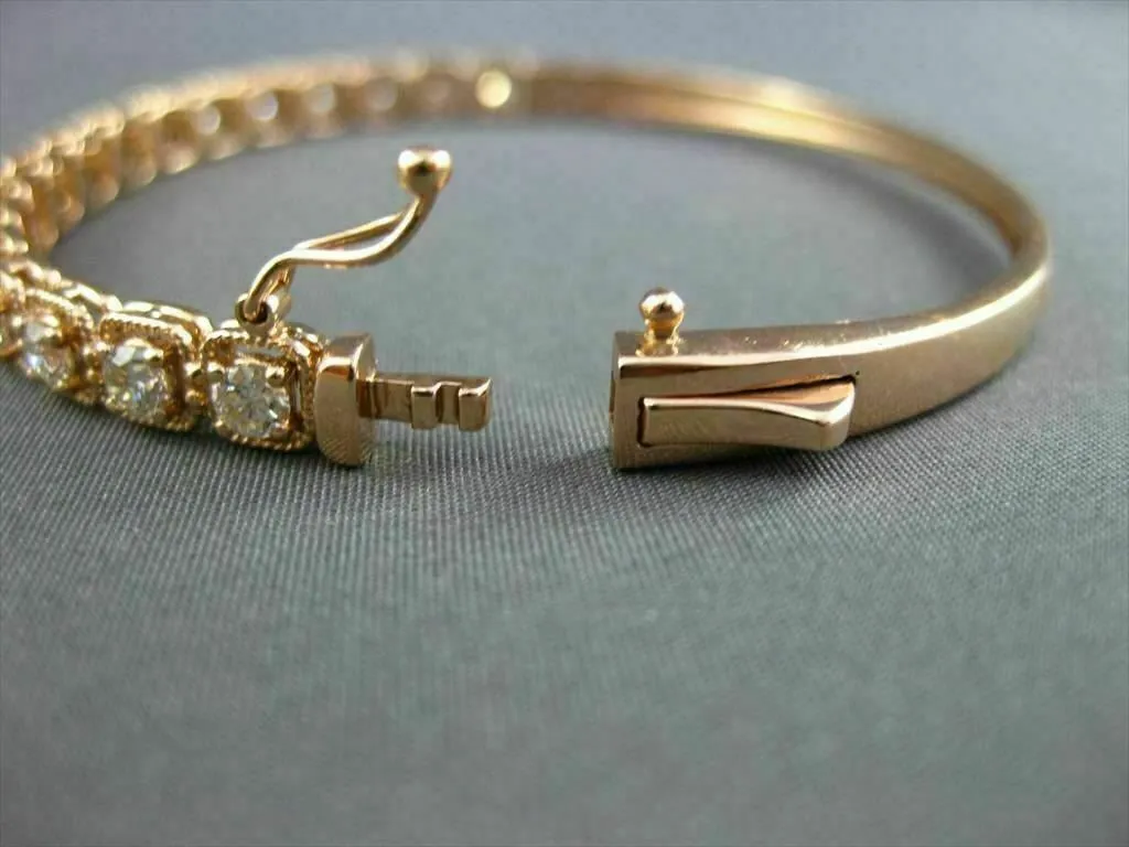 ANTIQUE WIDE 1.85CT DIAMOND 18KT ROSE GOLD CLASSIC FILIGREE BANGLE BRACELET F/G