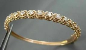 ANTIQUE WIDE 1.85CT DIAMOND 18KT ROSE GOLD CLASSIC FILIGREE BANGLE BRACELET F/G