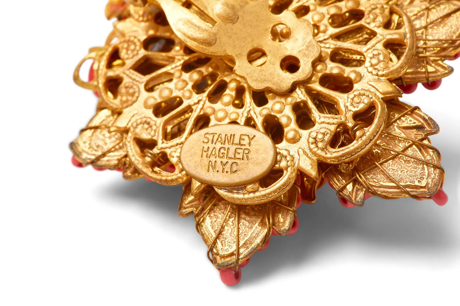 ARCHIVE - 1990s Stanley Hagler Faux Coral Earring and Necklace Set