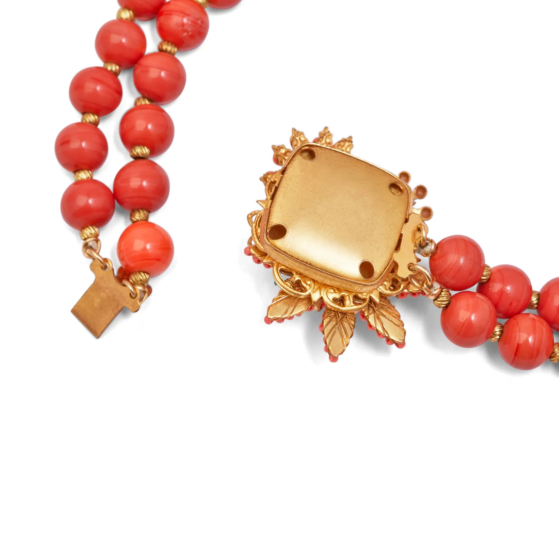 ARCHIVE - 1990s Stanley Hagler Faux Coral Earring and Necklace Set