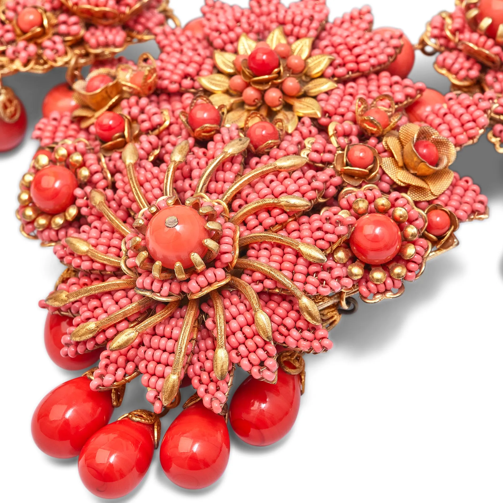 ARCHIVE - 1990s Stanley Hagler Faux Coral Earring and Necklace Set