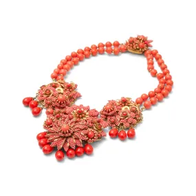 ARCHIVE - 1990s Stanley Hagler Faux Coral Earring and Necklace Set