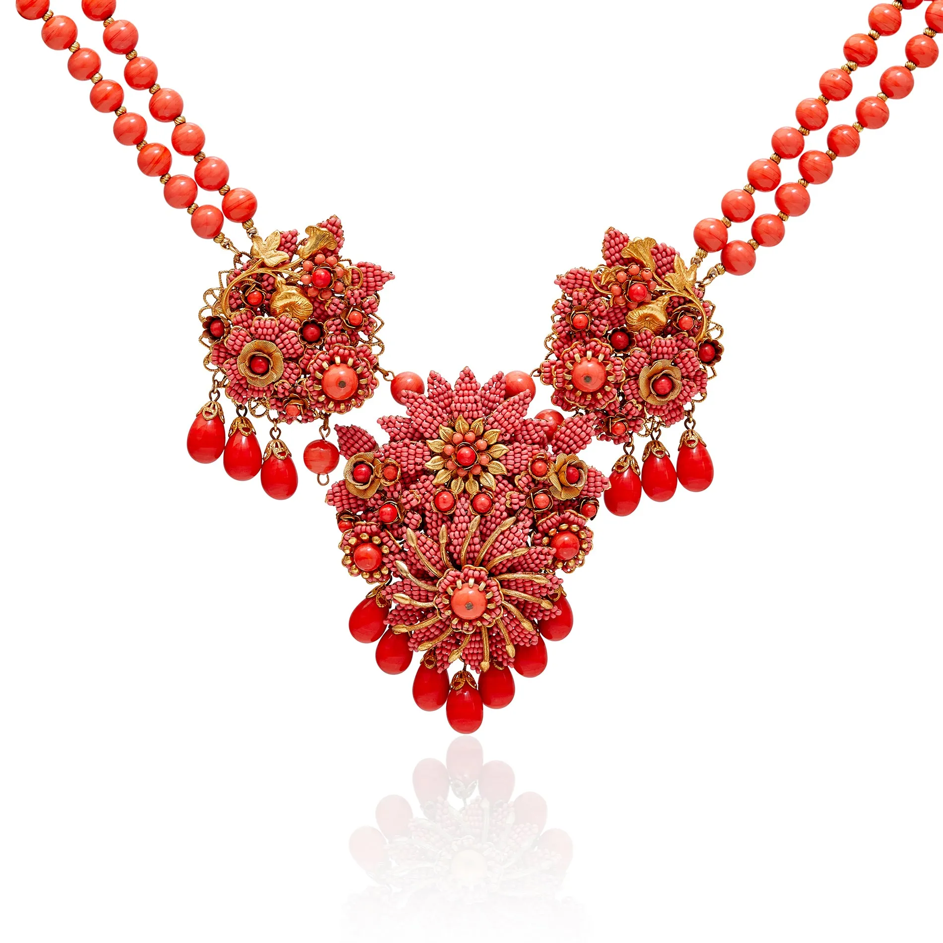 ARCHIVE - 1990s Stanley Hagler Faux Coral Earring and Necklace Set