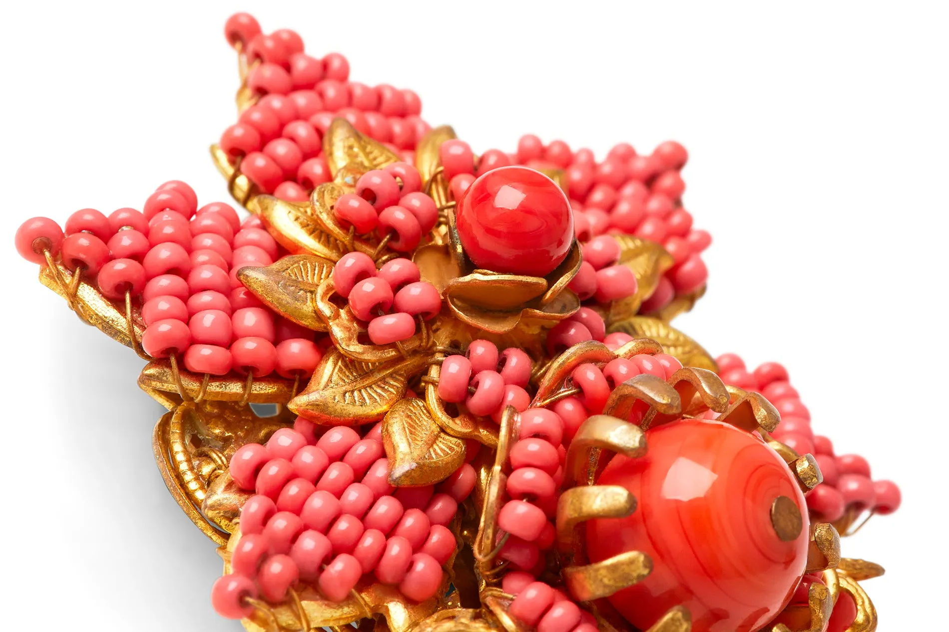 ARCHIVE - 1990s Stanley Hagler Faux Coral Earring and Necklace Set